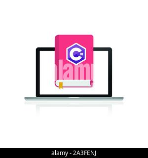 Symbol für Bücher über Programmierung. Ein Buch über die Programmiersprache C. Vector lieferbar Abbildung. Stock Vektor