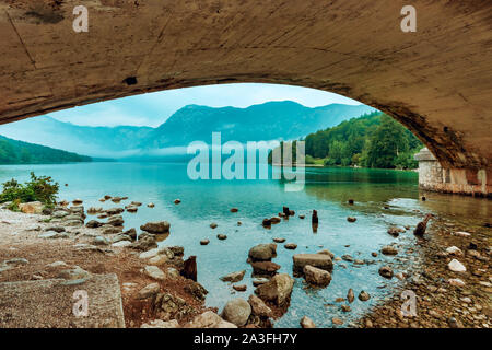 Bohinjer See - wunderschönes Reiseziel in Slowenien, Pat des Triglav Nationalparks Stockfoto