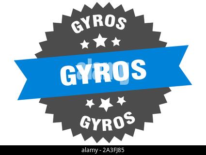 Gyros unterzeichnen. Gyros blau-schwarz Circular band Label Stock Vektor