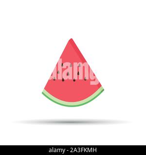 Vektor realistische Wassermelone Slice. Saftig und bunten Sommer Obst. Isolierte Element auf weißem Hintergrund Stock Vektor