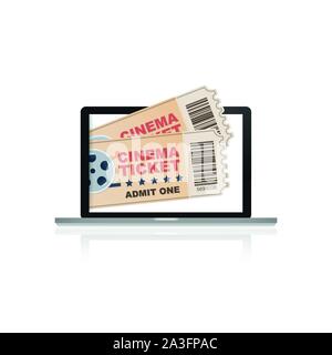 Online Kino, Internet Streaming flachbild Abbildung. Flaches Design Konzepte für Web Banner, Websites, Drucksachen. Vector lieferbar Abbildung. Stock Vektor