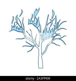 Wildfire Symbol. Dünne Linie mit blauer Füllung Design. Vector Illustration. Stock Vektor