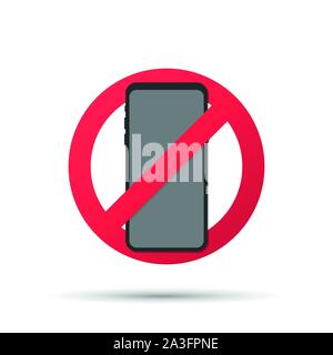 Kein Handy anmelden Illustration, Cartoon stop mit Handy zone unterzeichnen. Vector lieferbar Abbildung. Stock Vektor