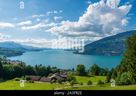 Blick von der meielisalp am Thunersee, Leissingen, Berner Oberland, Schweiz, Europa Stockfoto