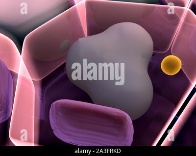 Hochwertige 3D-Render von Fettzellen, Feld von Zellen, die Struktur des Moleküls, Rezeptoren auf den Zellen Oberfläche Stockfoto