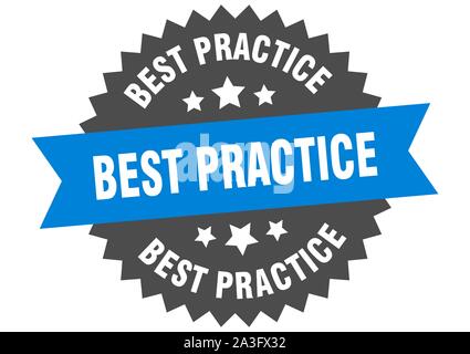 Best practice unterzeichnen. best practice blau-schwarz Circular band Label Stock Vektor