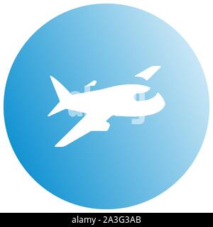 Flugzeug trendy Symbol. Flugzeug auf einem blauen Kreis. Reisen Hintergrund blau Flugzeuge und Platz für Ihren Text. Vector Illustration. travel hängen Aufkleber Stock Vektor