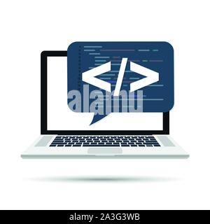 Programmierung, Web Development Konzept. Code auf dem Bildschirm Laptop Stock Vektor