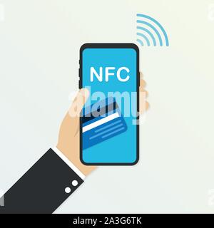 Mobile Payment. NFC smart phone Konzept Flachbild-Symbol. Vector lieferbar Abbildung. Stock Vektor