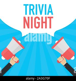 Hand Megaphon mit Trivia Nacht. Vector lieferbar Abbildung. Stock Vektor