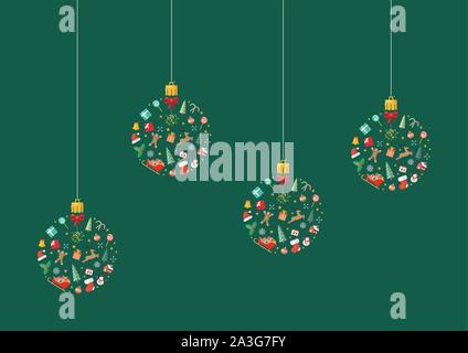 Weihnachten Kugeln aus Dekoration Elemente. Vector Illustration Stock Vektor