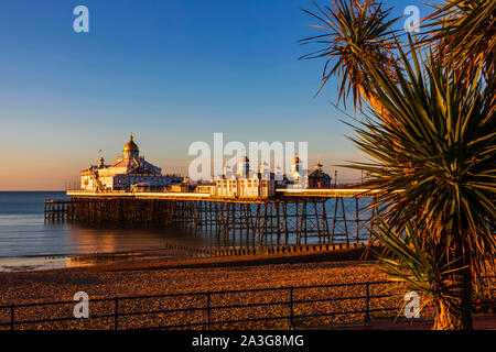 England, East Sussex, Eastbourne, am frühen Morgen Licht auf Eastbourne Pier und Eastbourne Strand Stockfoto