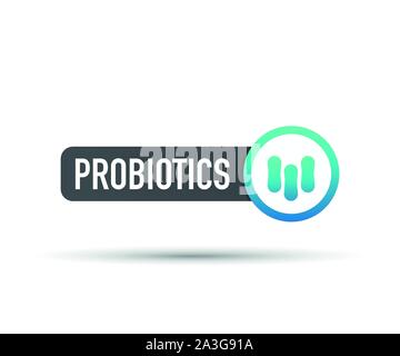 Probiotika. Abzeichen, Symbole, Stempel, Logo. Vector lieferbar Abbildung. Stock Vektor