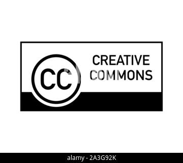 Creative Commons rights management mit kreisförmigen CC-Symbol. Vector lieferbar Abbildung. Stock Vektor