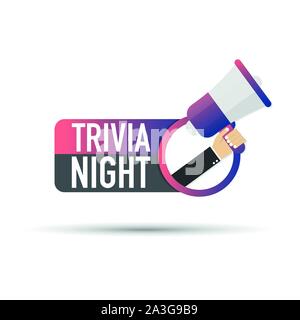 Hand Megaphon - Trivia Nacht. Vector lieferbar Abbildung. Stock Vektor