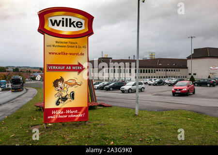 Wilke Waldecker Fleisch- und Wurstwaren GmbH & Co.KG, der Lebensmittelüberwachung des Landkreises Waldeck-Frankenberg (Nordhessen) hat das Werk geschlossen. Stockfoto