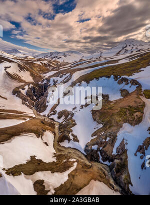 Asgardsgljufur Canyon, Mt. Kerlingafjol, Central Highlands, Island Stockfoto