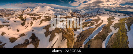 Asgardsgljufur Canyon, Mt. Kerlingafjol, Central Highlands, Island Stockfoto