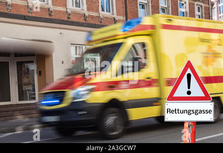 Warnschild rescue Lane Rtw Stockfoto