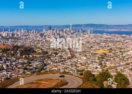 Skyline von San Francisco aus Twin Peaks Stockfoto