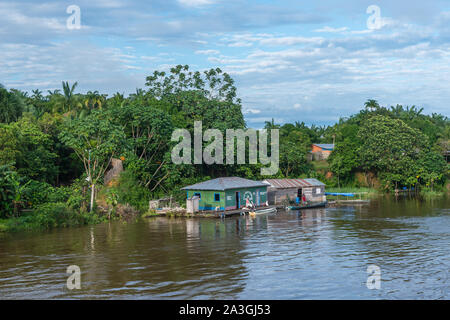 Ein 2 - Tages - riverboat Reise von Manaus Tefé auf dem Amazonas Fluss oder Rio Solimoes, Ende der Regenzeit, der Amazonas, Brasilien, Lateinamerika Stockfoto