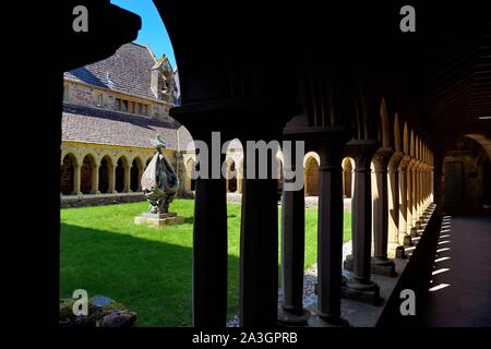 Vereinigtes Königreich, Schottland, Highland, Innere Hebriden, Isle of Iona gegenüber der Insel Mull, Iona Abbey von Saint Columba im 6. Jahrhundert gegründet, der Kreuzgang Stockfoto