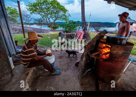 Kolumbien, Vichada, Puerto Carreno, Ventana finden auf der Orenoco Flusses, Käserei in einer Farm oder Hacienda Stockfoto
