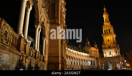 Die herrliche Nacht von Sevilla in Spanien Stockfoto