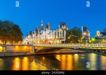 Frankreich, Paris, Bereich als Weltkulturerbe von der UNESCO, Arcole Brücke und die H?tel de Ville Stockfoto