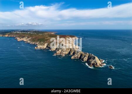 Frankreich, Finistere, Mer d'Iroise, Cap Sizun, Plogoff, Pointe du Raz (Vue ein? rienne), klassifiziert Große nationale Website Stockfoto