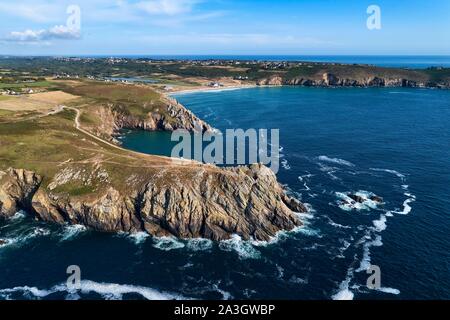 Frankreich, Finistere, Iroise, Baie des Tr?? s, - Cleden-Cap Sizun, Pointe du Van, le Vorlen (Luftbild) Stockfoto