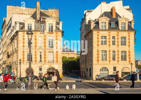 Frankreich, Paris, Bereich als Weltkulturerbe von der UNESCO, der Ile de la Cite, Place du Pont Neuf, alte Gebäude Stockfoto