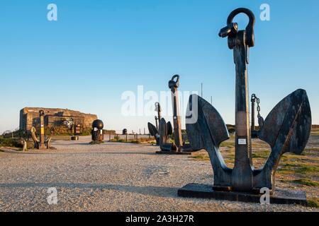 Frankreich, Finistere, Armorica Regionaler Naturpark, Halbinsel Crozon, Camaret-sur-Mer, Pointe de Pen-Hir, Die Kampf um den Atlantik Memorial Museum auf dem Gelände von Fort Curbonn in einem ehemaligen Kasematte des Zweiten Weltkrieges Stockfoto