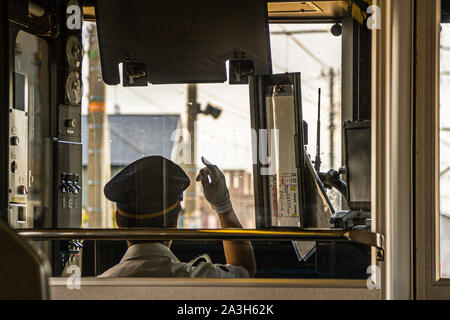 Japanische Lokführer in Hamamatsu, Japan Stockfoto