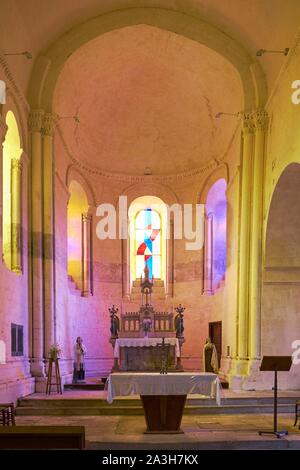 Frankreich, Charente Maritime, Dampierre sur Boutonne, Kirchenschiff von St. Pierre Kirche Stockfoto