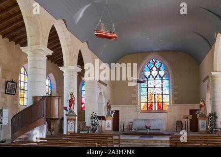 Frankreich, Charente Maritime, Saintonge, Hiers Brouage, Brouage Zitadelle, beschriftet Les Plus beaux villages de France (Schönste Dörfer Frankreichs), Kirchenschiff von St. Pierre et Saint Paul Kirche Stockfoto