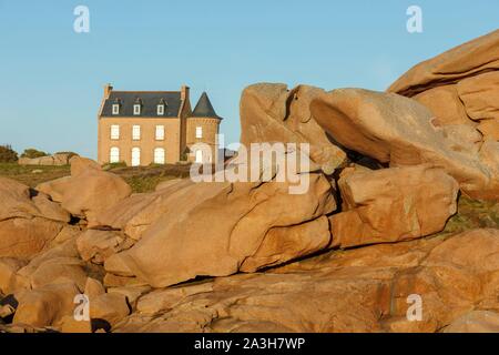 Frankreich, Cotes d'Armor, rosa Granit Küste, Perros Guirec, auf dem Fußweg oder GR34 Wanderweg, Ploumanac'Punkt Stockfoto