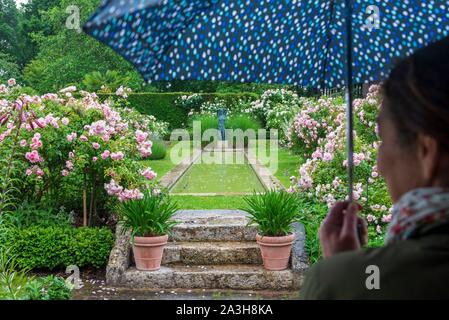 Frankreich, Loiret, Montbarrois, Parc du Manoir de la Javeliere, (Javeliere Manor House Park), Garten und Teich Stockfoto