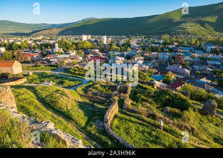 Georgien, Shida Kartli region, Gori, Geburtsort der sowjetische Staatschef Josef Stalin, Panoramablick von der mittelalterlichen Festung von Goristsikhe Stockfoto