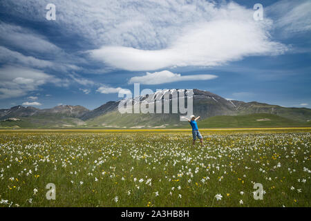 Abbildung auf dem Piano Grande, Nationalpark Monti Sibillini, Umbrien, Italien Scherzen Stockfoto