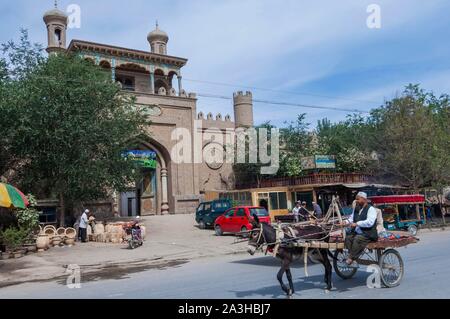 China, Xinjiang autonome Region, Yarkand, Eingang des Heiligtums der Uiguren Khans, oder Könige, Mausoleen Stockfoto