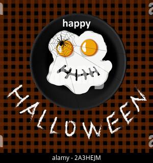 Vektor happy halloween Card mit gruseligen Spiegeleier und Beschriftung Stock Vektor
