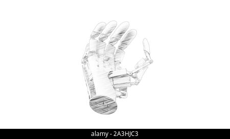 3D-Rendering für eine Roboterhand in Weiß studio Hintergrund isoliert Stockfoto
