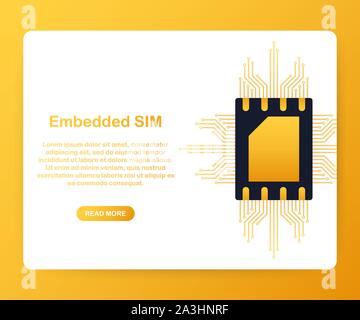 ESIM card Chip unterzeichnen. Embedded SIM-Konzept. Neue mobile Kommunikationstechnik. Vector lieferbar Abbildung: Stock Vektor