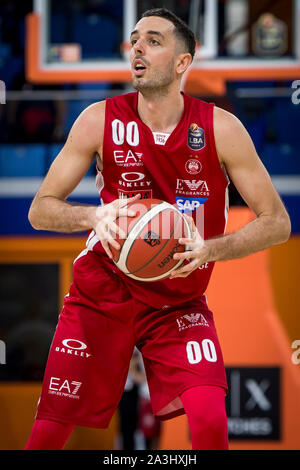 Mailand, Italien. 07 Okt, 2019. Amedeo Della Valle (AX Armani Exchange Olimpia Milano) während Legabasket Serie A Basketball match AX Armani Exchange Olimpia Milano vs Pallacanestro Triest in Milano, Palalido Allianz Cloud, der Home Team gewann 88-74. Italien 6. Oktober 2019. (Foto von Matteo Cogliati/Pacific Press) Quelle: Pacific Press Agency/Alamy leben Nachrichten Stockfoto