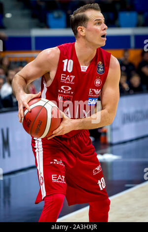 Mailand, Italien. 07 Okt, 2019. Michael Roll (AX Armani Exchange Olimpia Milano) während Legabasket Serie A Basketball match AX Armani Exchange Olimpia Milano vs Pallacanestro Triest in Milano, Palalido Allianz Cloud, der Home Team gewann 88-74. Italien 6. Oktober 2019. (Foto von Matteo Cogliati/Pacific Press) Quelle: Pacific Press Agency/Alamy leben Nachrichten Stockfoto