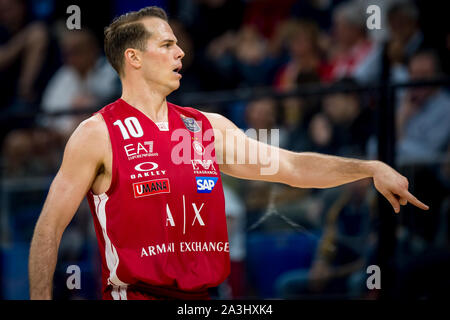 Mailand, Italien. 07 Okt, 2019. Michael Roll (AX Armani Exchange Olimpia Milano) während Legabasket Serie A Basketball match AX Armani Exchange Olimpia Milano vs Pallacanestro Triest in Milano, Palalido Allianz Cloud, der Home Team gewann 88-74. Italien 6. Oktober 2019. (Foto von Matteo Cogliati/Pacific Press) Quelle: Pacific Press Agency/Alamy leben Nachrichten Stockfoto