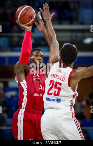 Mailand, Italien. 07 Okt, 2019. Paul Stephan Biligha (AX Armani Exchange Olimpia Milano) während Legabasket Serie A Basketball match AX Armani Exchange Olimpia Milano vs Pallacanestro Triest in Milano, Palalido Allianz Cloud, der Home Team gewann 88-74. Italien 6. Oktober 2019. (Foto von Matteo Cogliati/Pacific Press) Quelle: Pacific Press Agency/Alamy leben Nachrichten Stockfoto