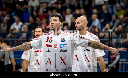 Mailand, Italien. 07 Okt, 2019. Christian Burns (AX Armani Exchange Olimpia Milano) während Legabasket Serie A Basketball match AX Armani Exchange Olimpia Milano Pallacanestro Triest in Milano, Palalido Allianz Cloud, der Home Team vs gewann 88-74. Italien 6. Oktober 2019. (Foto von Matteo Cogliati/Pacific Press) Quelle: Pacific Press Agency/Alamy leben Nachrichten Stockfoto