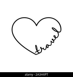 Reisen - Kalligraphie Wort mit Hand gezeichnet. Schriftzug symbol Abbildung für T-Shirts, Poster, Hochzeit, Grußkarte Stock Vektor
